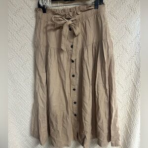 Women's Tan Button-Down Skirt